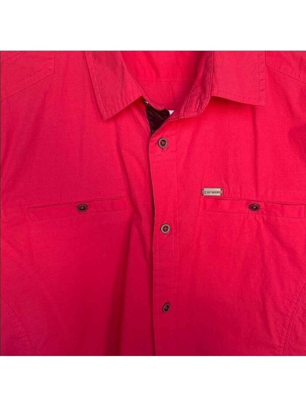 Men's coral Casual Button Down Shirt - Picture 4 of 8